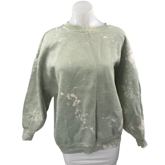 Zara Women's Green Tie Dye Long Sleeve Crew Neck Sweater Sweatshirt Top Size M - Picture 1 of 4